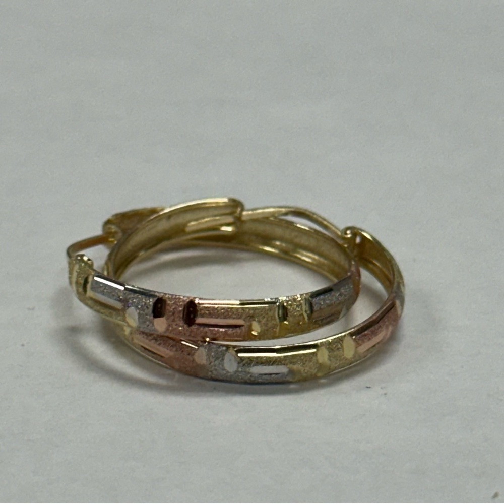 14 kt Tri-Tone Hoop Earrings -
Yellow , White & Rose Gold